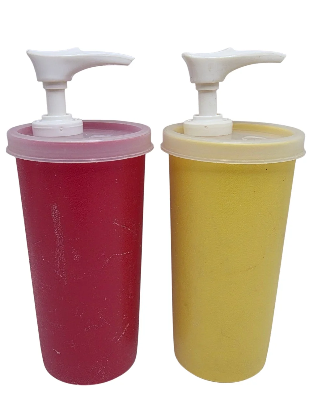 Vintage Tupperware Ketchup and Mustard Pump Dispenser 1329 w/ Lid & Pumps